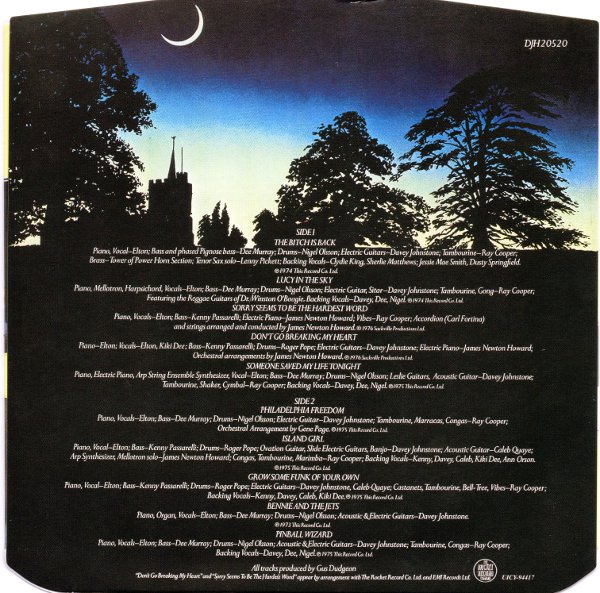 Back inner sleeve, John, Elton - Elton John&#39;s Greatest Hits VOL.2